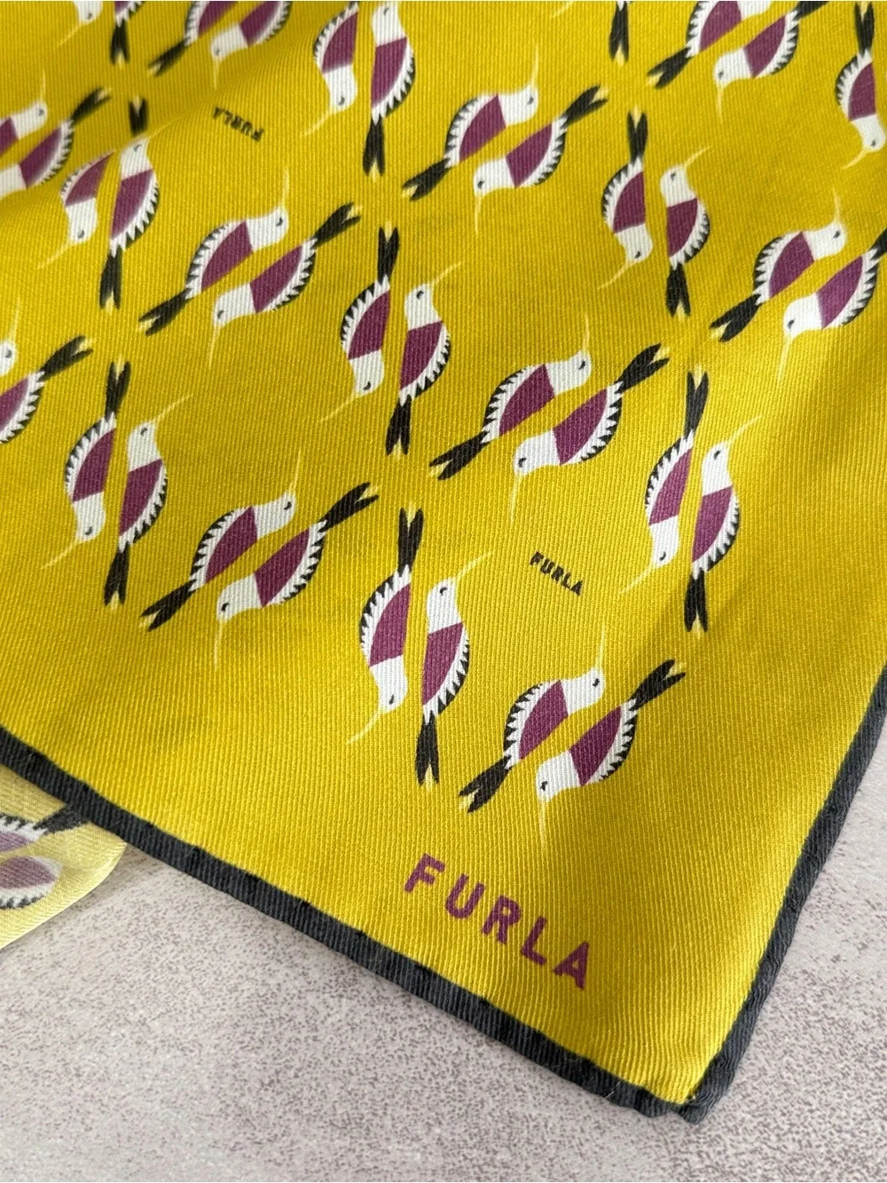 Furla Chartreuse Patterned Silk Square Scarf